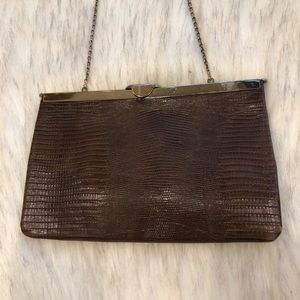 Vintage Alligator Patterned Clutch